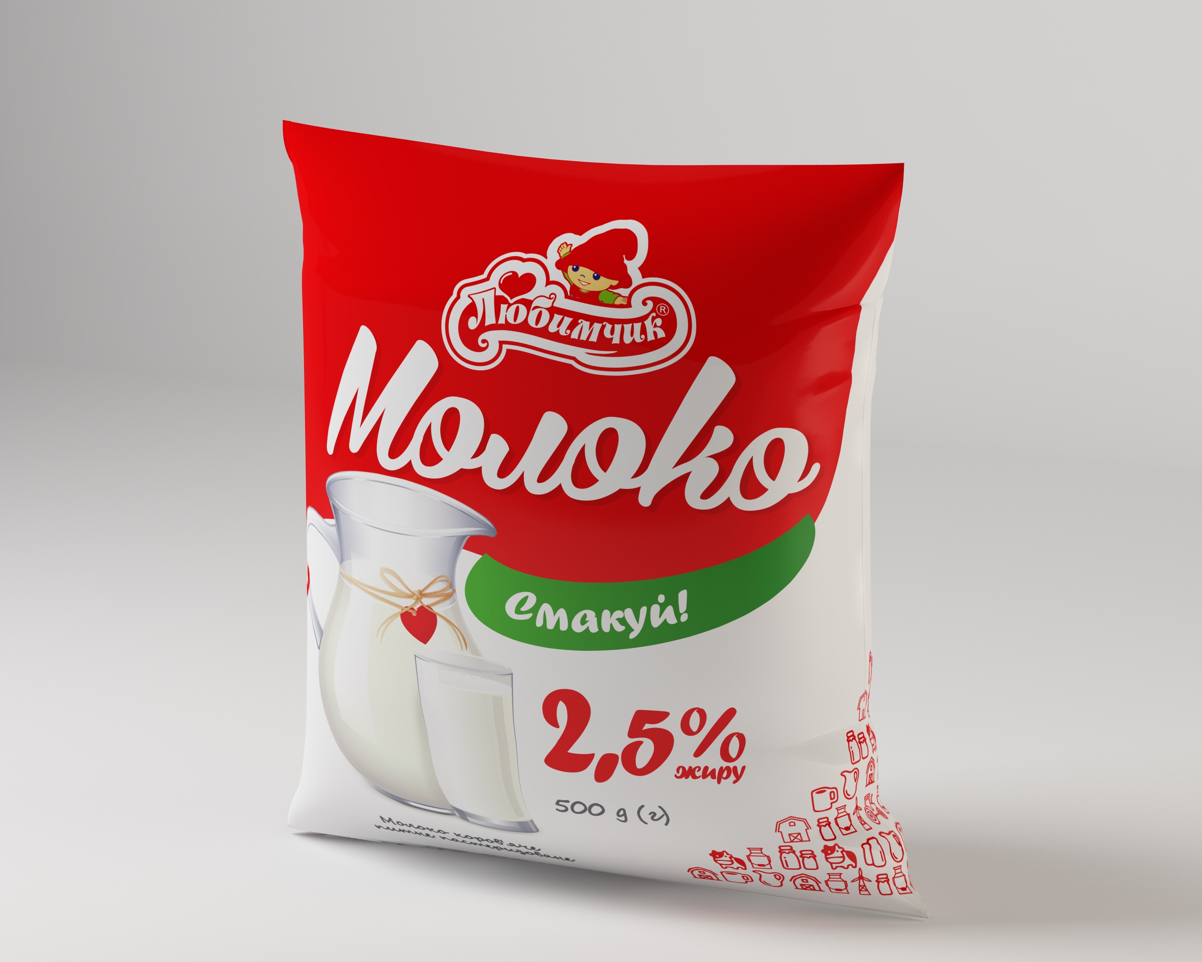 Молоко 2,5% 500гр Любимчик